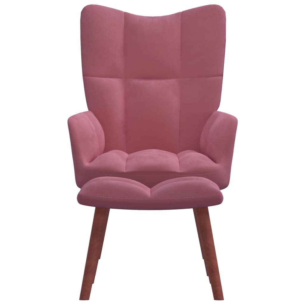 Relaxstoel met voetenbank fluweel roze