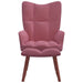 Relaxstoel met voetenbank fluweel roze