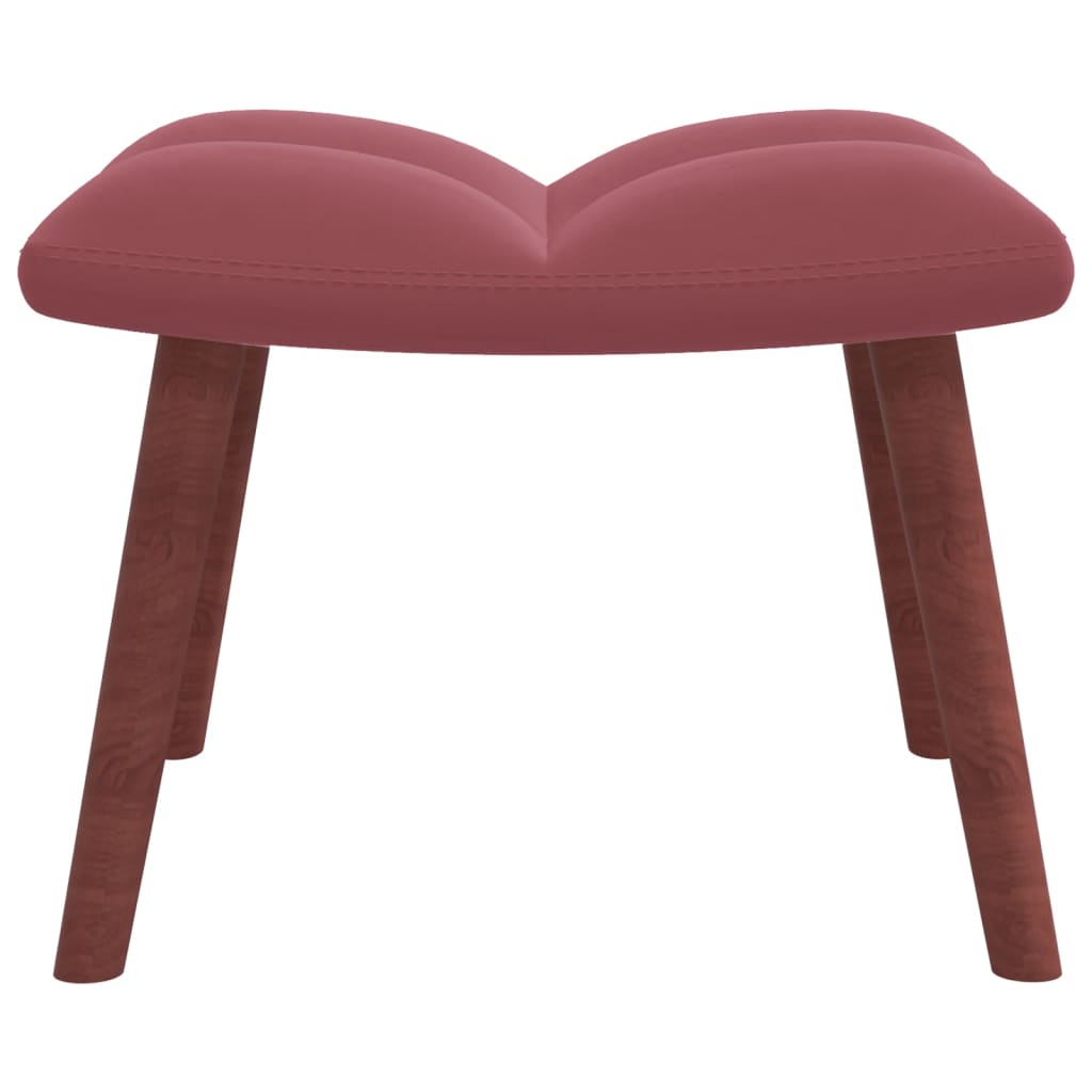 Relaxstoel met voetenbank fluweel roze