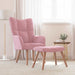Relaxstoel met voetenbank fluweel roze