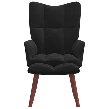 Relaxstoel met voetenbank fluweel zwart
