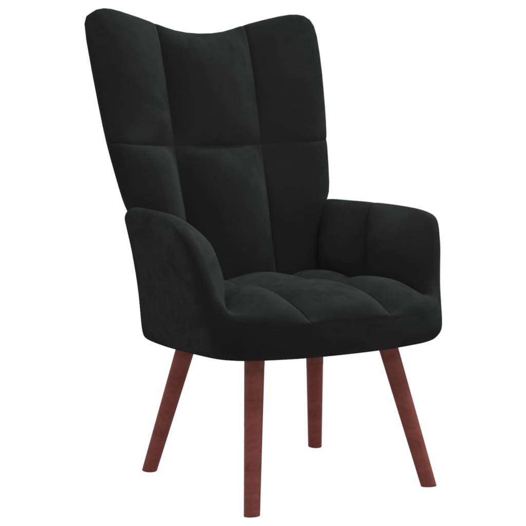 Relaxstoel met voetenbank fluweel zwart