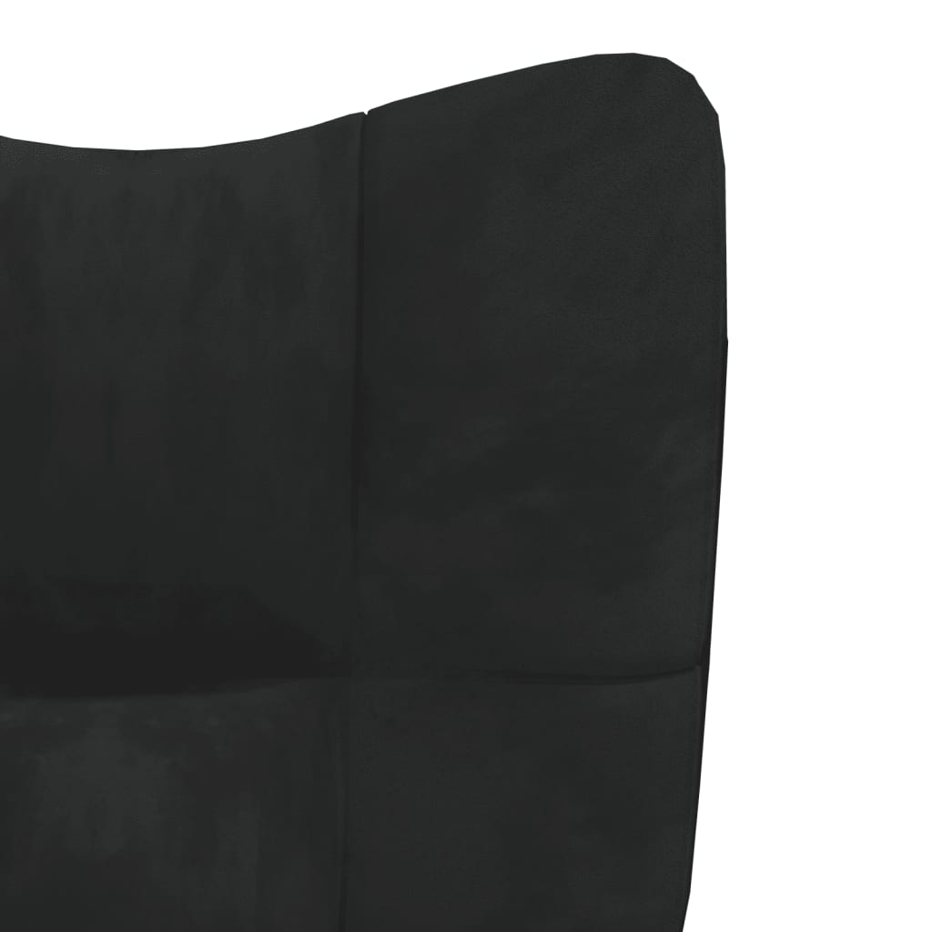 Relaxstoel met voetenbank fluweel zwart