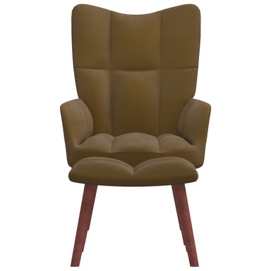 Relaxstoel met voetenbank fluweel bruin