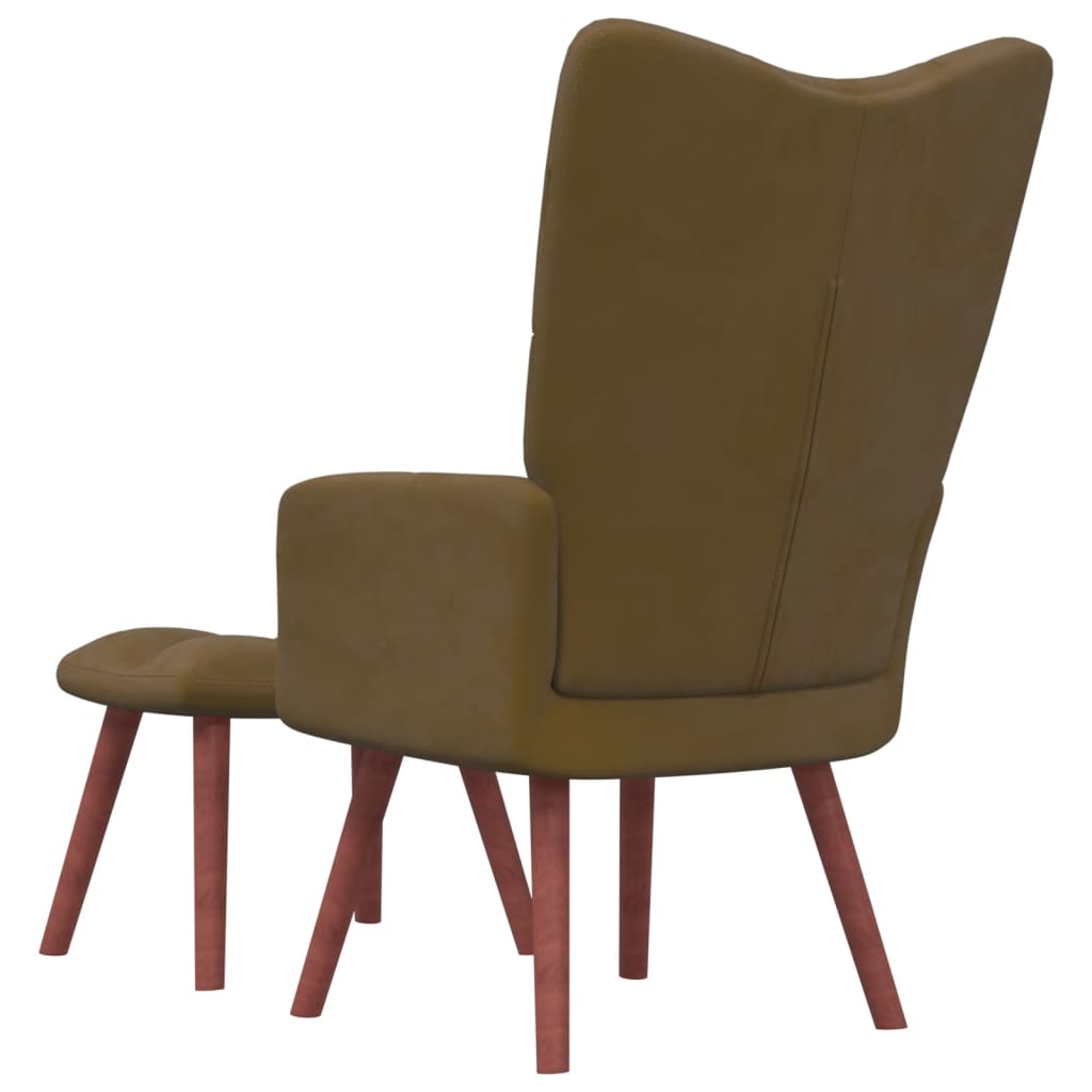 Relaxstoel met voetenbank fluweel bruin