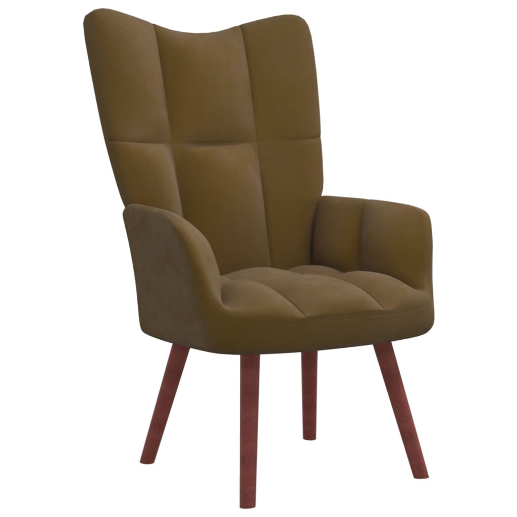 Relaxstoel met voetenbank fluweel bruin