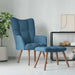 Relaxstoel met voetenbank fluweel blauw