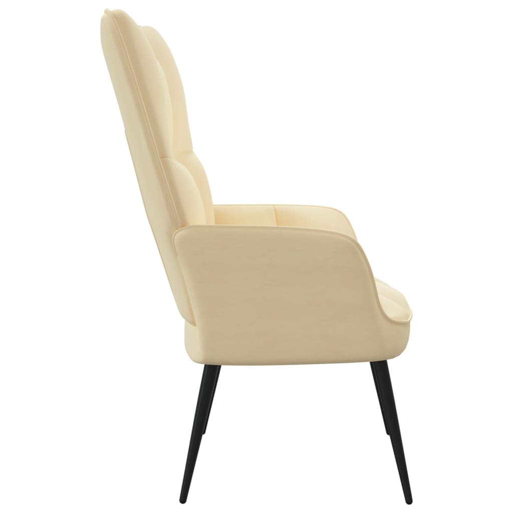 Relaxstoel fluweel crèmewit
