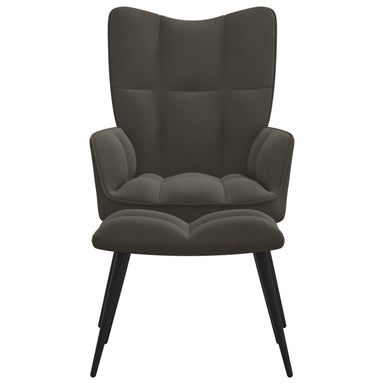 Relaxstoel met voetenbank fluweel donkergrijs