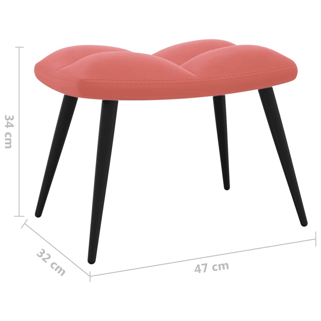 Relaxstoel met voetenbank fluweel roze