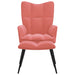 Relaxstoel met voetenbank fluweel roze