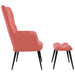 Relaxstoel met voetenbank fluweel roze