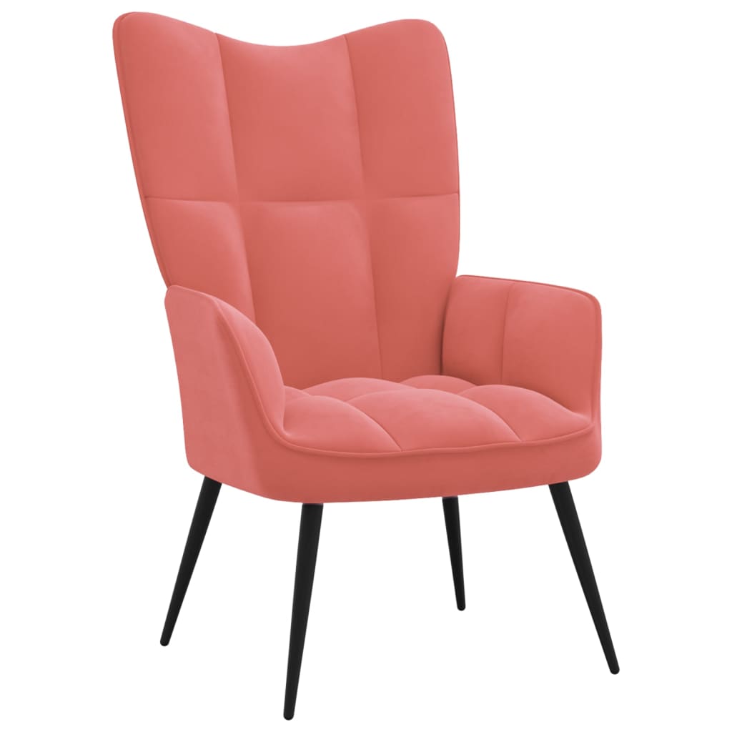 Relaxstoel met voetenbank fluweel roze