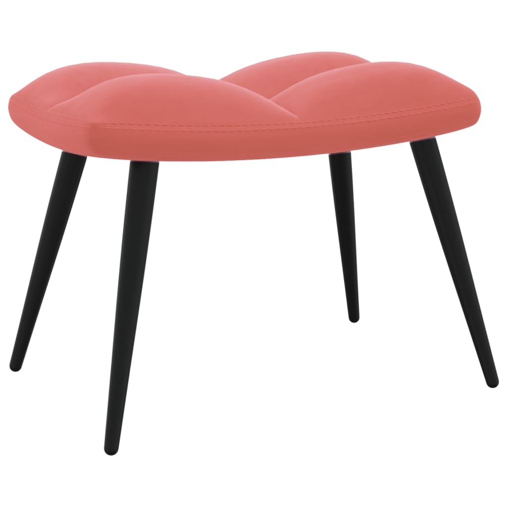 Relaxstoel met voetenbank fluweel roze