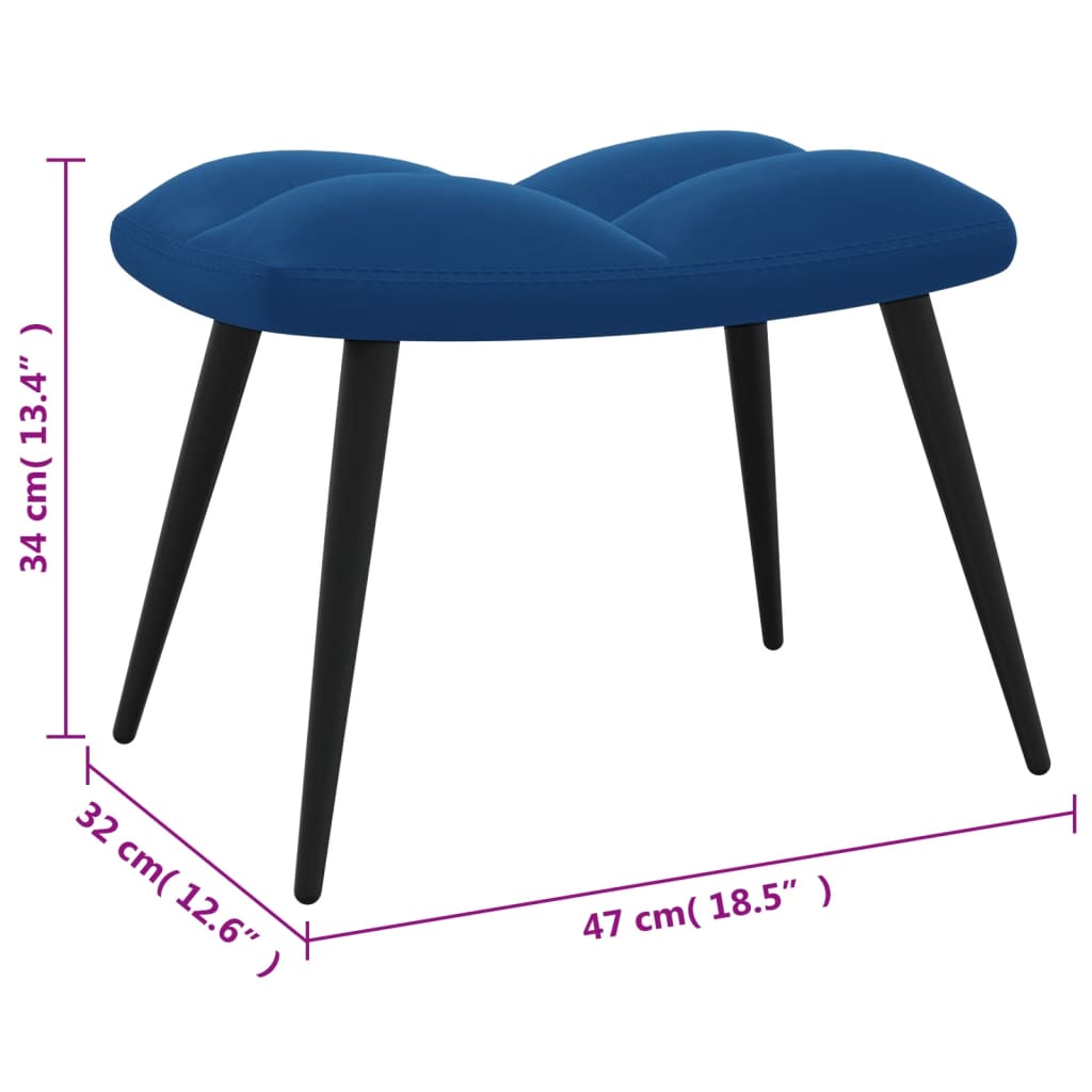 Relaxstoel met voetenbank fluweel blauw