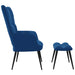 Relaxstoel met voetenbank fluweel blauw