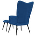 Relaxstoel met voetenbank fluweel blauw