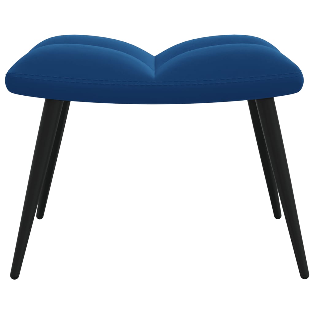 Relaxstoel met voetenbank fluweel blauw