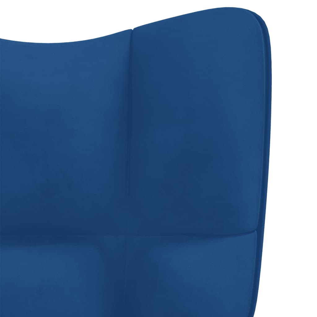 Relaxstoel met voetenbank fluweel blauw