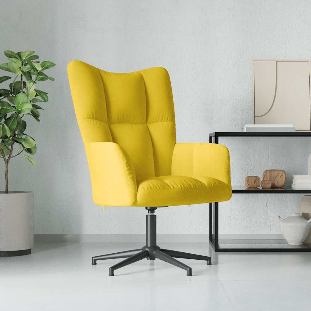Relaxstoel fluweel mosterdgeel