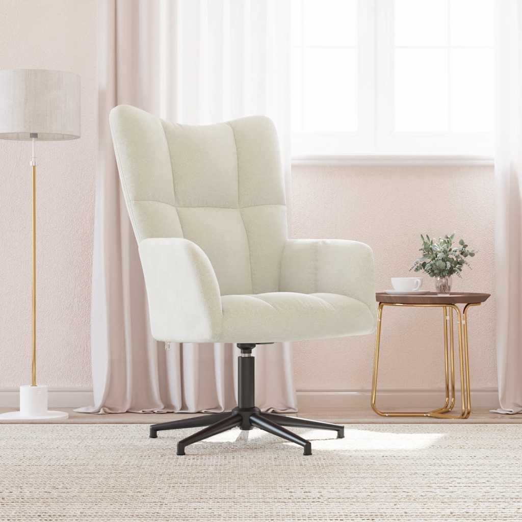 Relaxstoel fluweel crèmewit