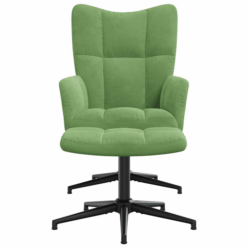 Relaxstoel met voetenbank fluweel lichtgroen