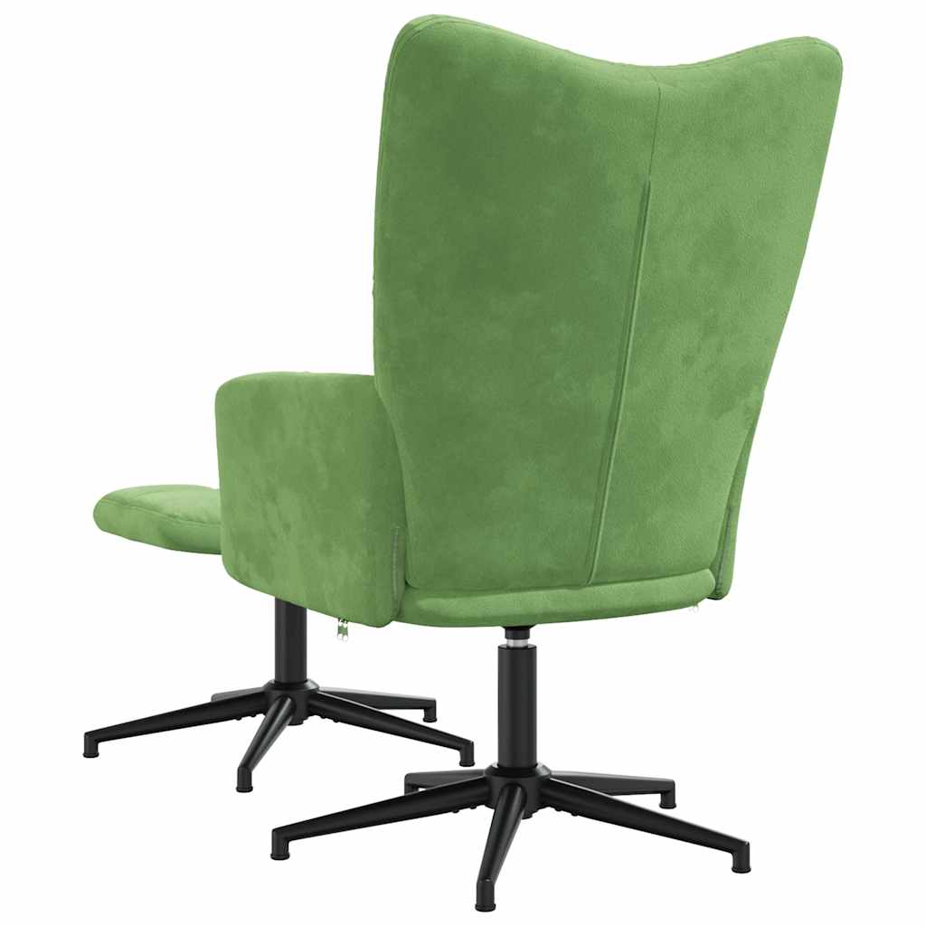 Relaxstoel met voetenbank fluweel lichtgroen