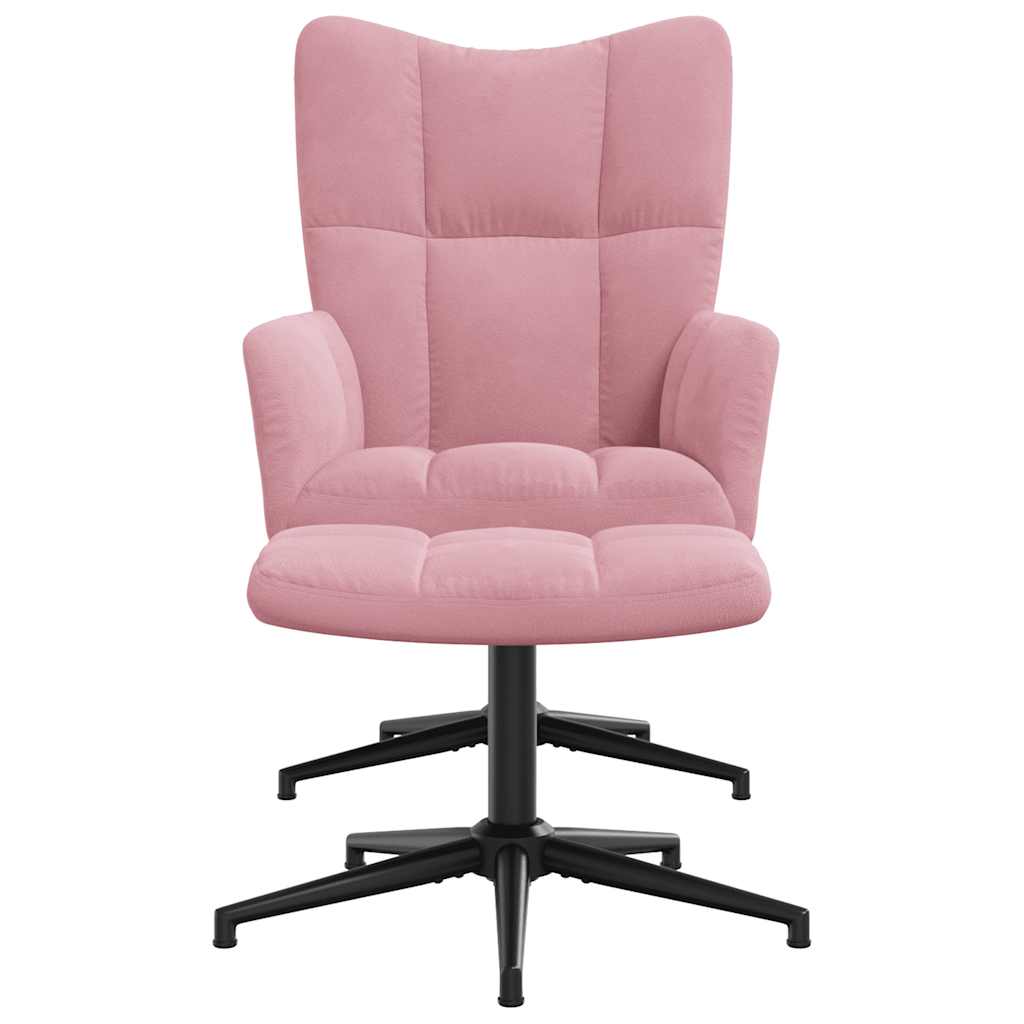 Relaxstoel met voetenbank fluweel roze