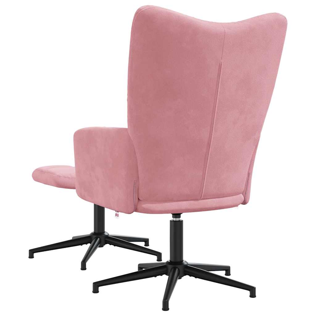 Relaxstoel met voetenbank fluweel roze