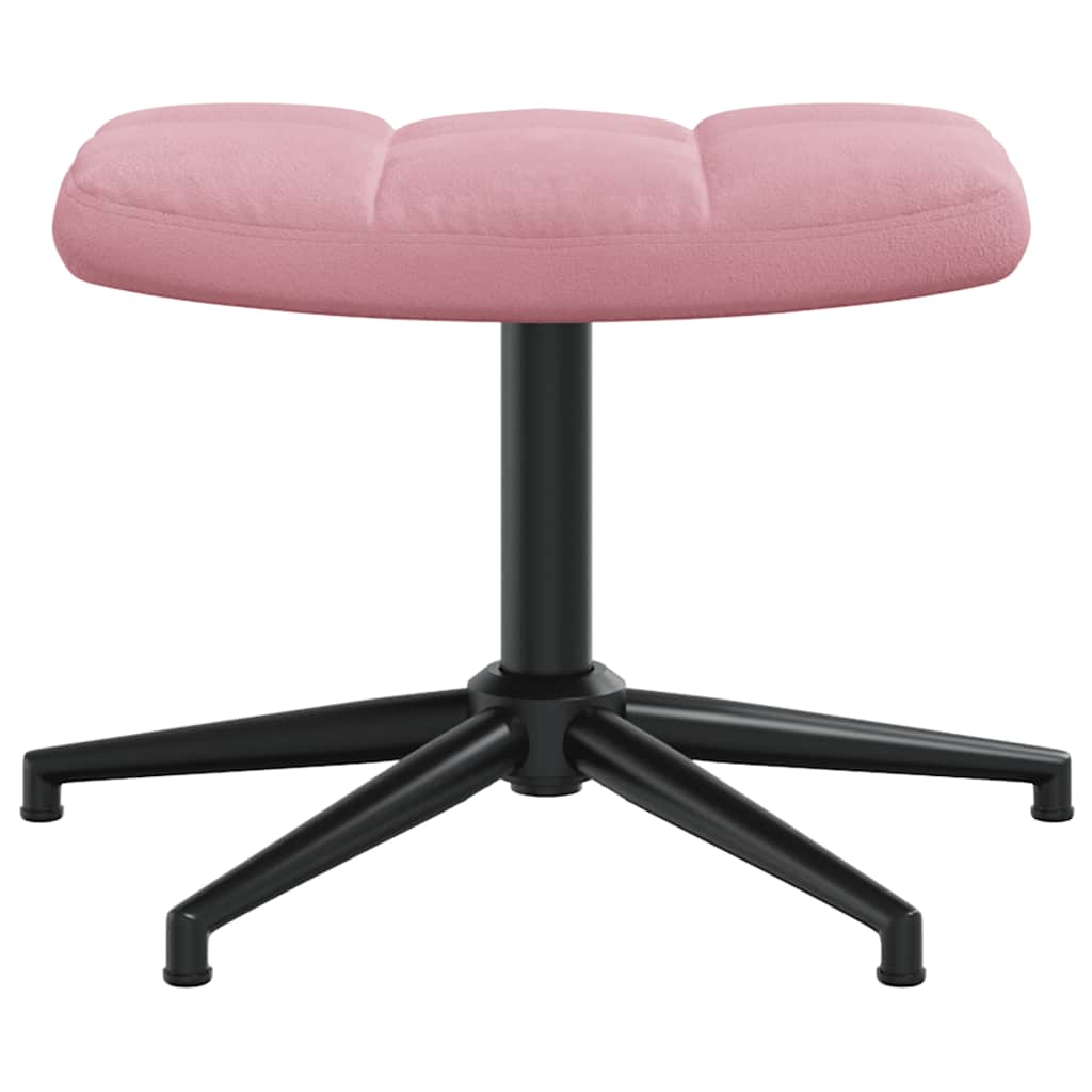 Relaxstoel met voetenbank fluweel roze