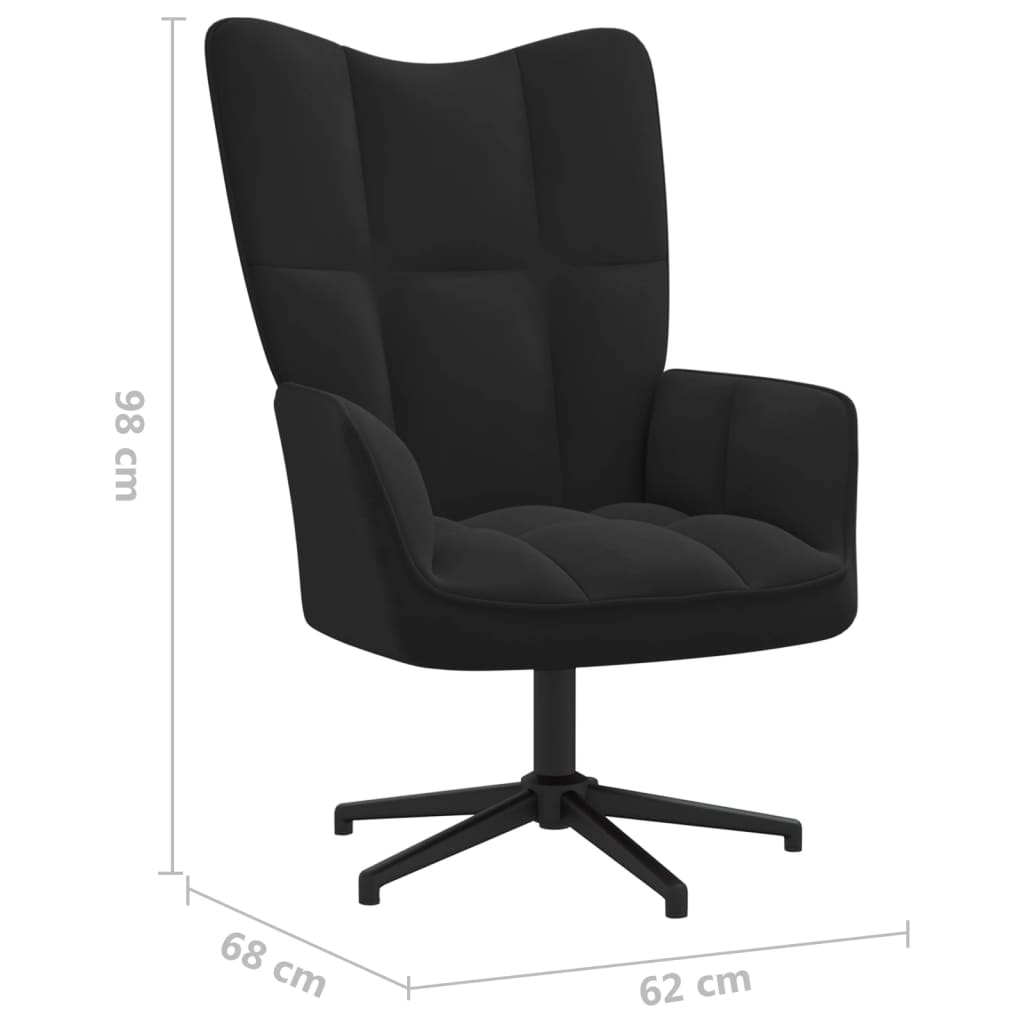 Relaxstoel met voetenbank fluweel zwart