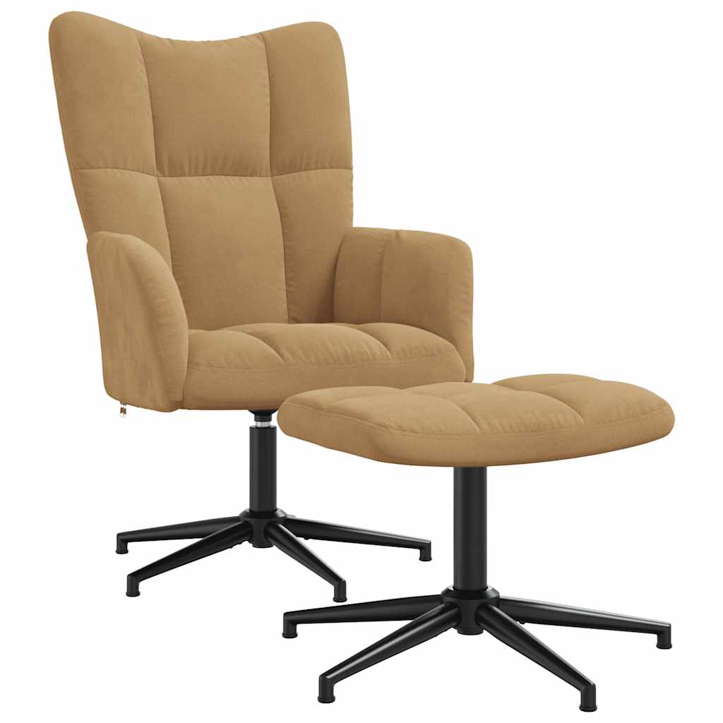 Relaxstoel met voetenbank fluweel bruin