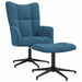 Relaxstoel met voetenbank fluweel blauw