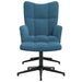 Relaxstoel met voetenbank fluweel blauw