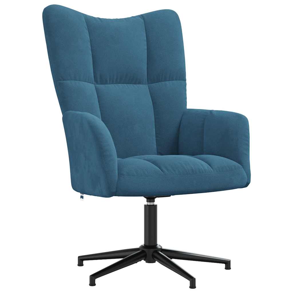 Relaxstoel met voetenbank fluweel blauw