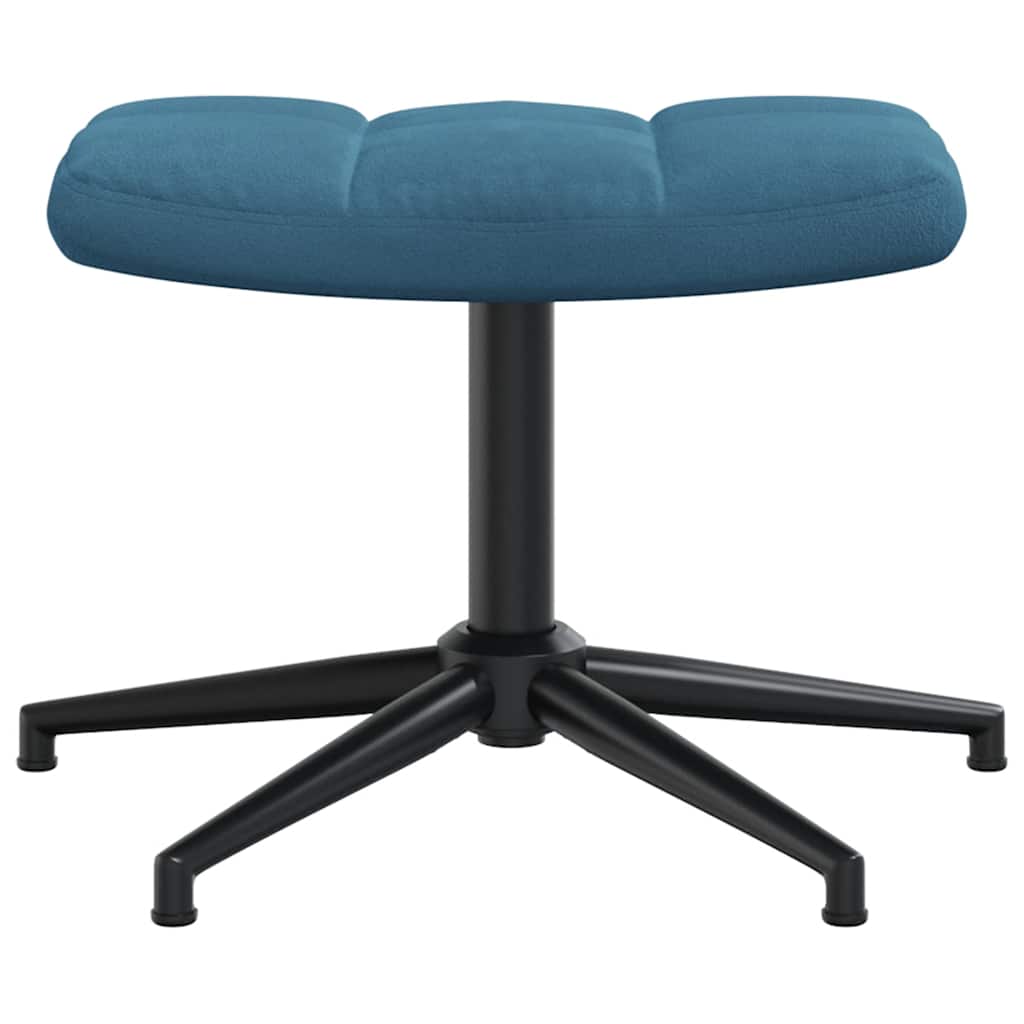 Relaxstoel met voetenbank fluweel blauw