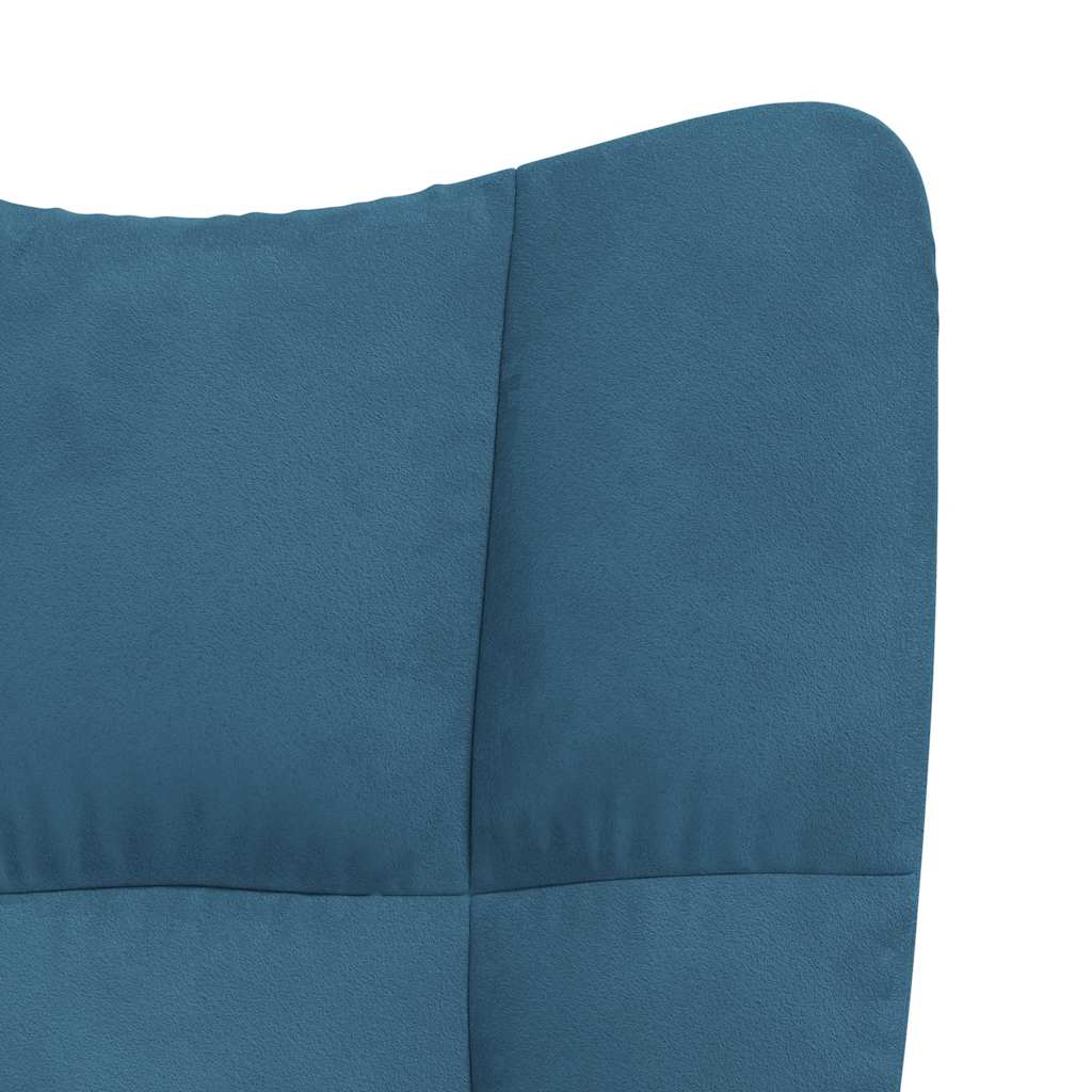 Relaxstoel met voetenbank fluweel blauw