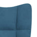 Relaxstoel met voetenbank fluweel blauw