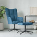 Relaxstoel met voetenbank fluweel blauw