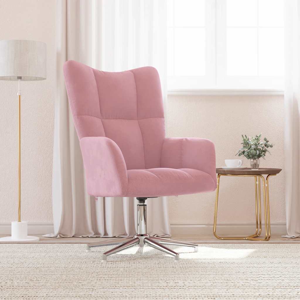 Relaxstoel fluweel roze