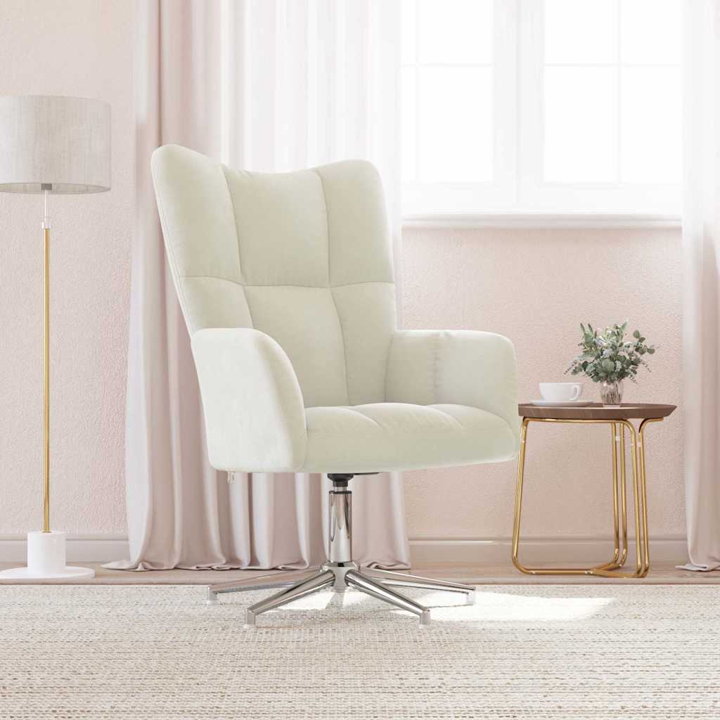 Relaxstoel fluweel crèmewit