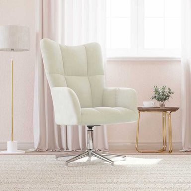 Relaxstoel fluweel crèmewit