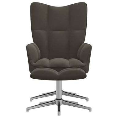 Relaxstoel met voetenbank fluweel donkergrijs