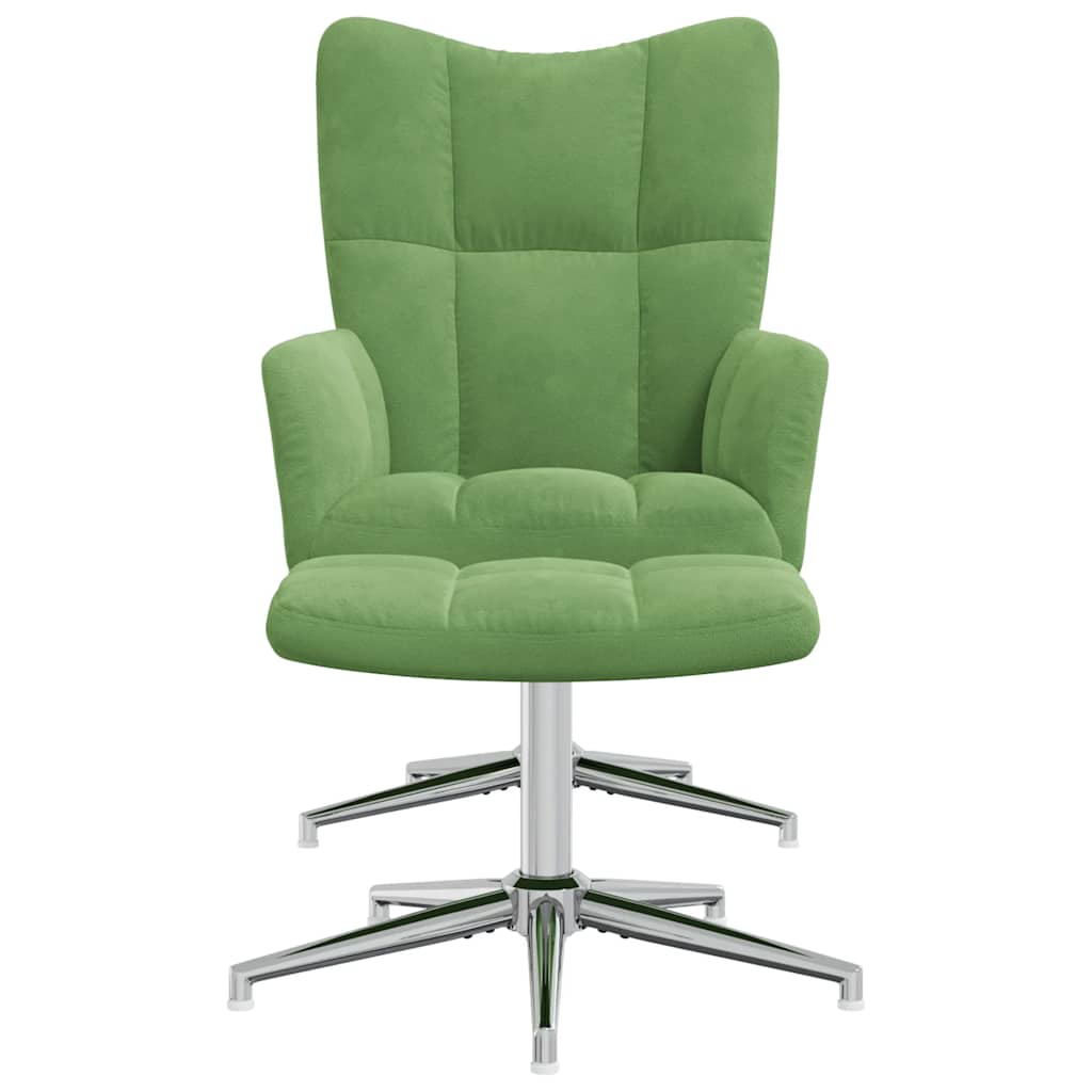 Relaxstoel met voetenbank fluweel lichtgroen