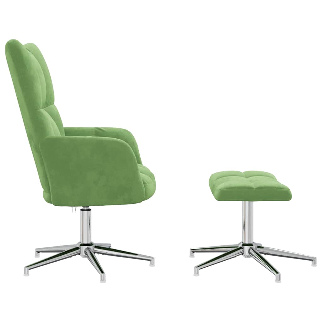 Relaxstoel met voetenbank fluweel lichtgroen