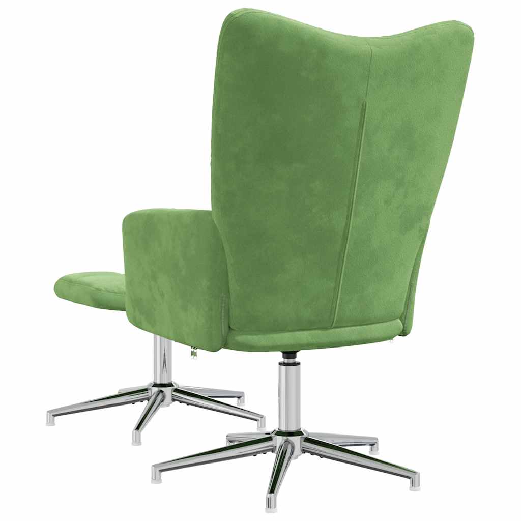 Relaxstoel met voetenbank fluweel lichtgroen