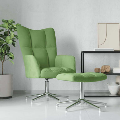Relaxstoel met voetenbank fluweel lichtgroen