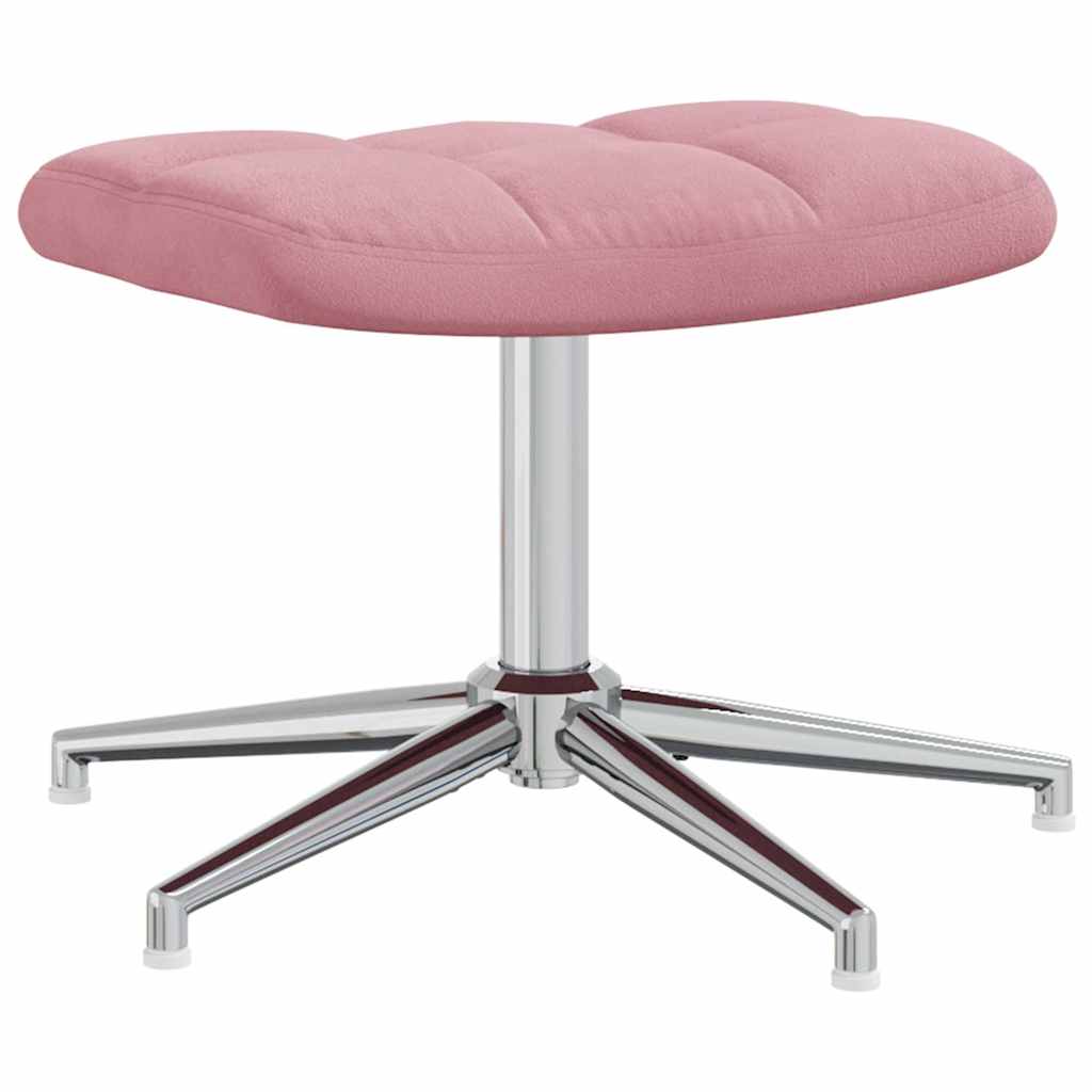 Relaxstoel met voetenbank fluweel roze