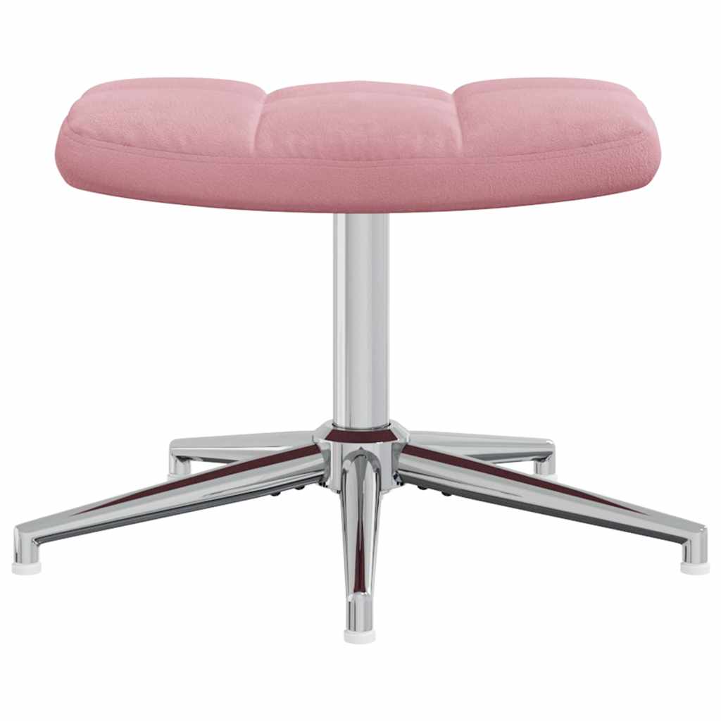 Relaxstoel met voetenbank fluweel roze