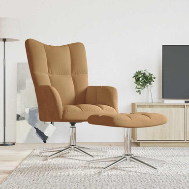 Relaxstoel met voetenbank fluweel bruin